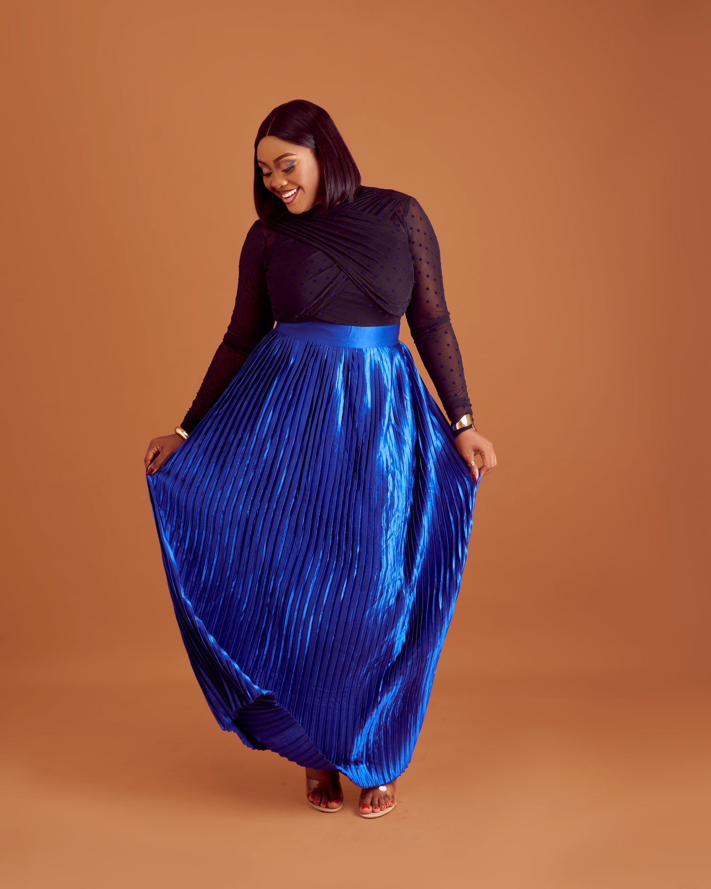 Nuella Pleated Skirt in Royal Blue