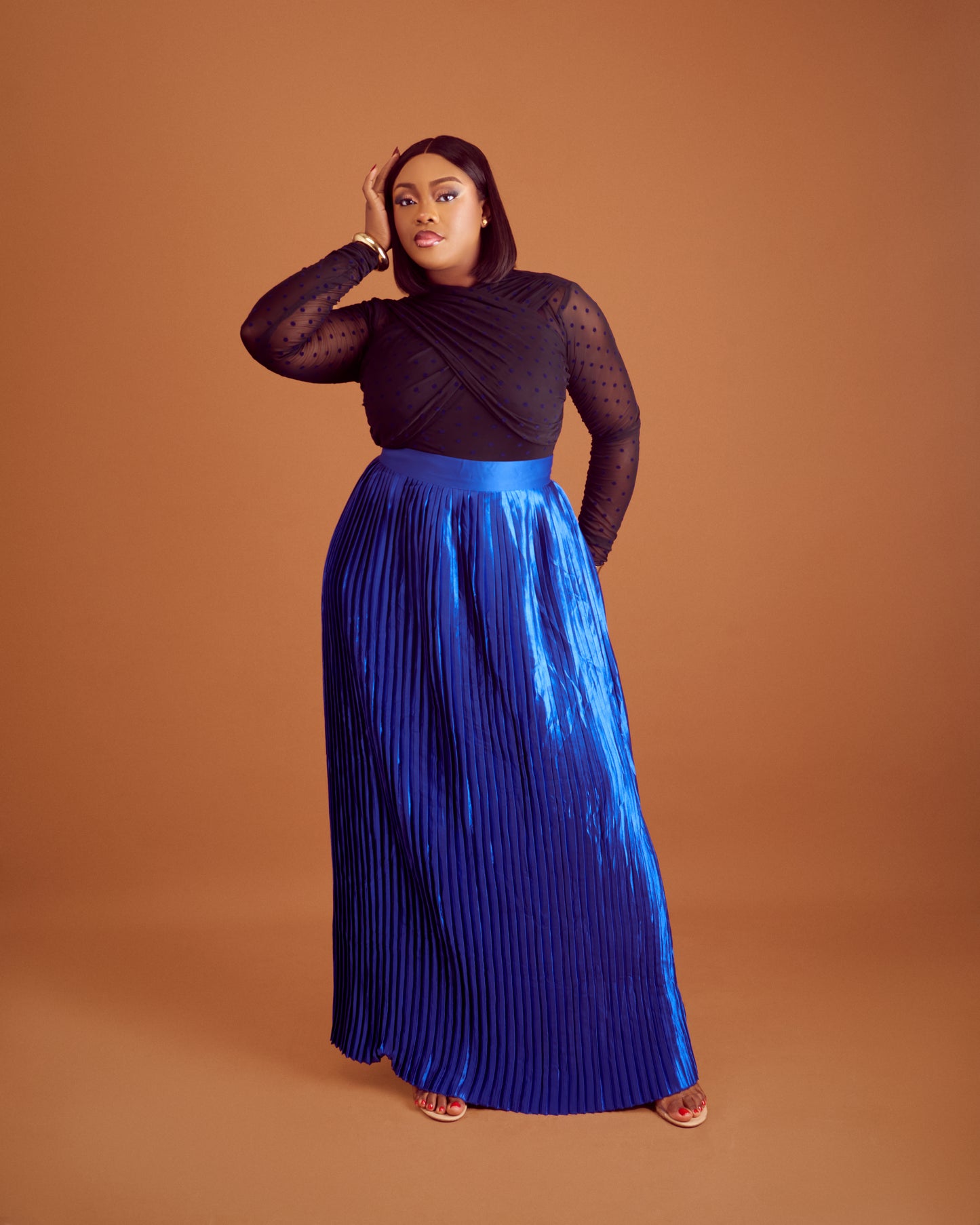 Nuella Pleated Skirt in Royal Blue