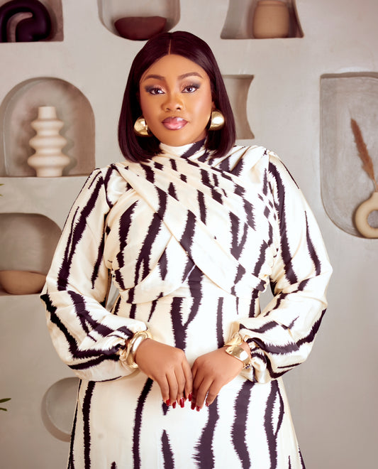 Lulu Silk Dress in Black and White