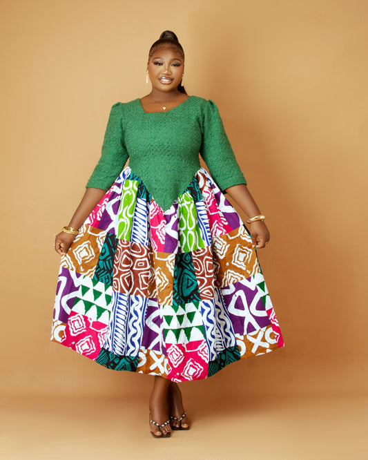 Kelly Tweed and Ankara Midi dress