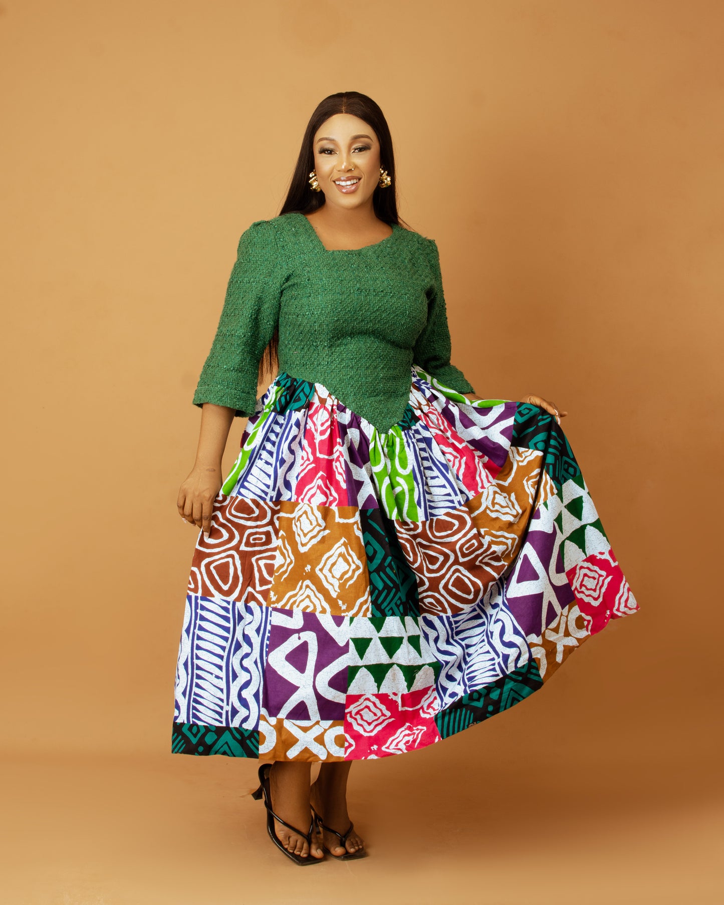 Kelly Tweed and Ankara Midi dress