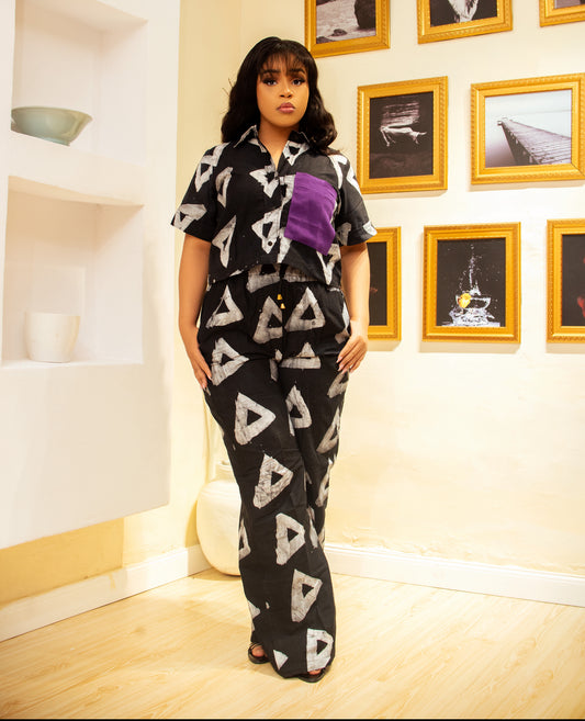 Ife Two piece pants set in black