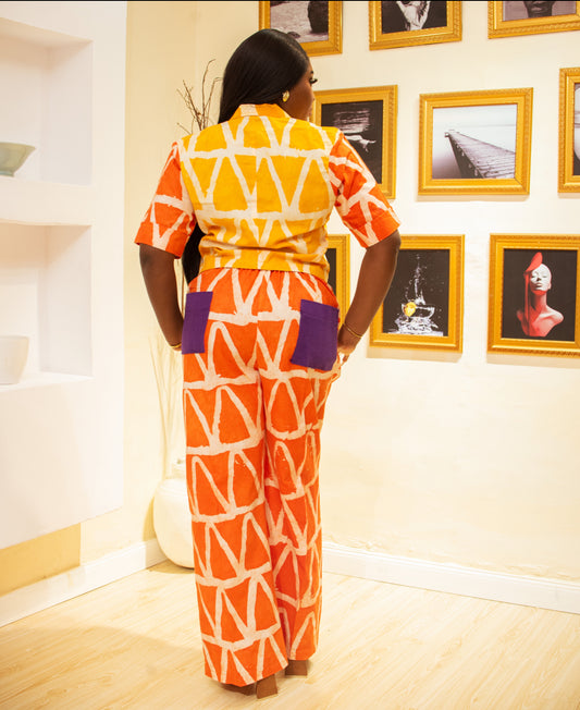 Ife two piece pants set in Orange