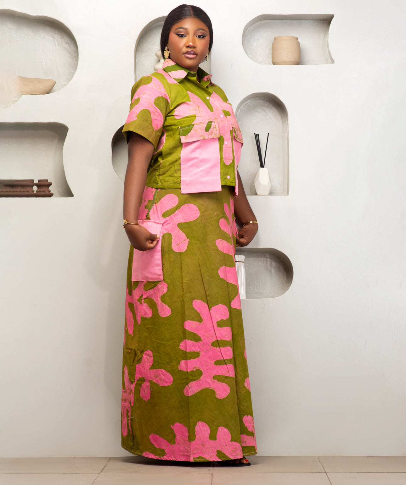Ife Pretty in Pink two piece with Aso oke