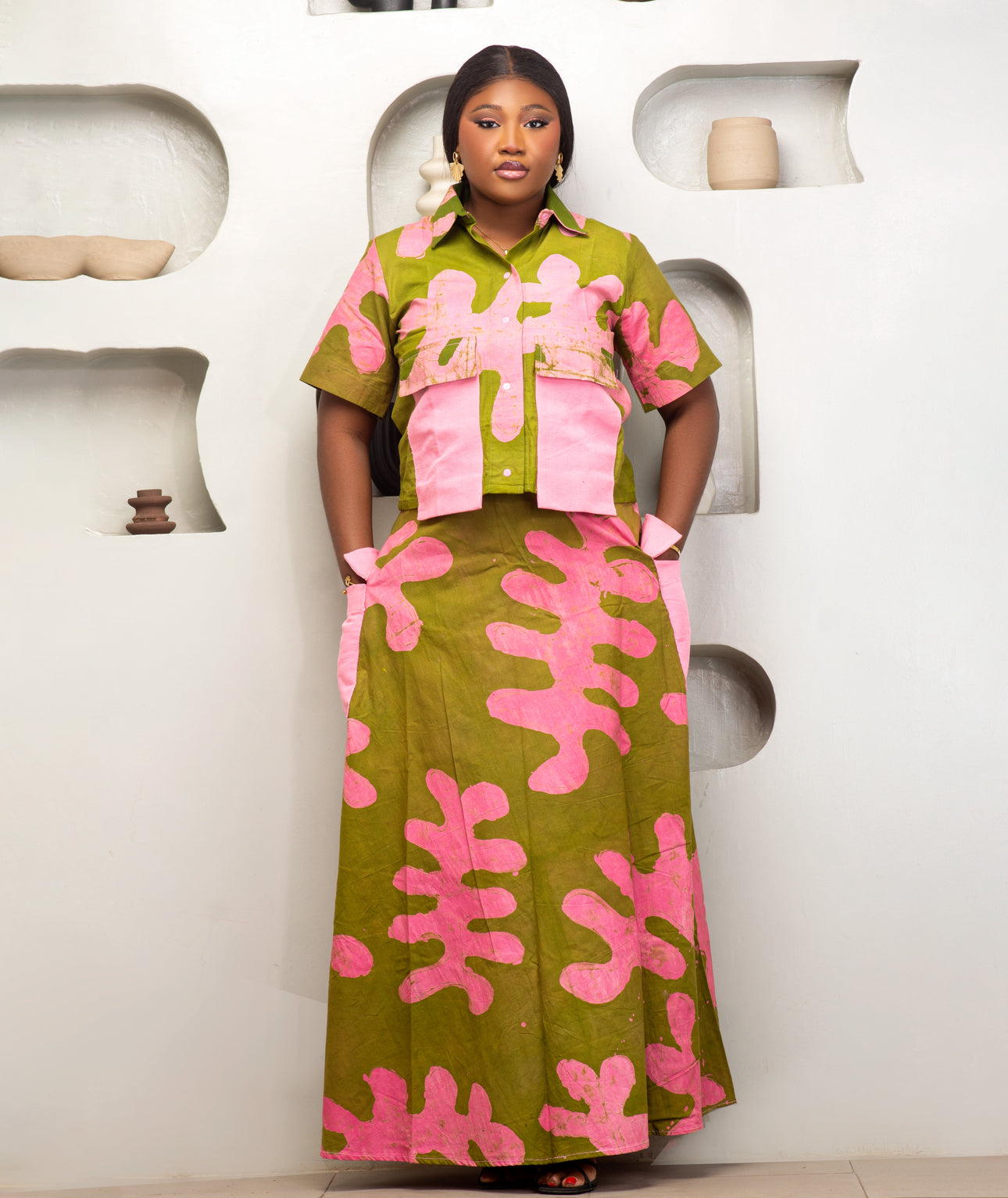 Ife Pretty in Pink two piece with Aso oke
