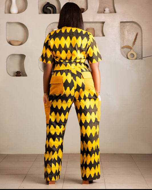 IFE in Black and Mustard two Piece