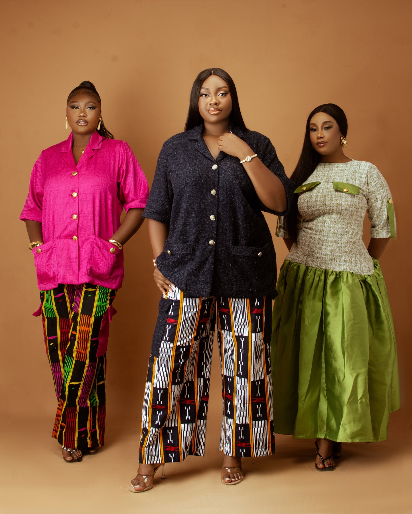 Kelly Two piece Tweed and Ankara in Navy Blue.