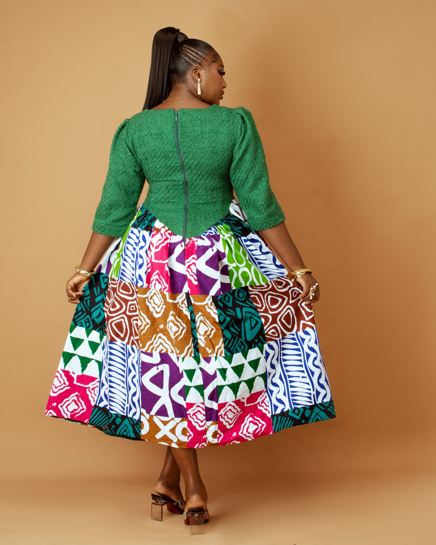 Kelly Tweed and Ankara Midi dress