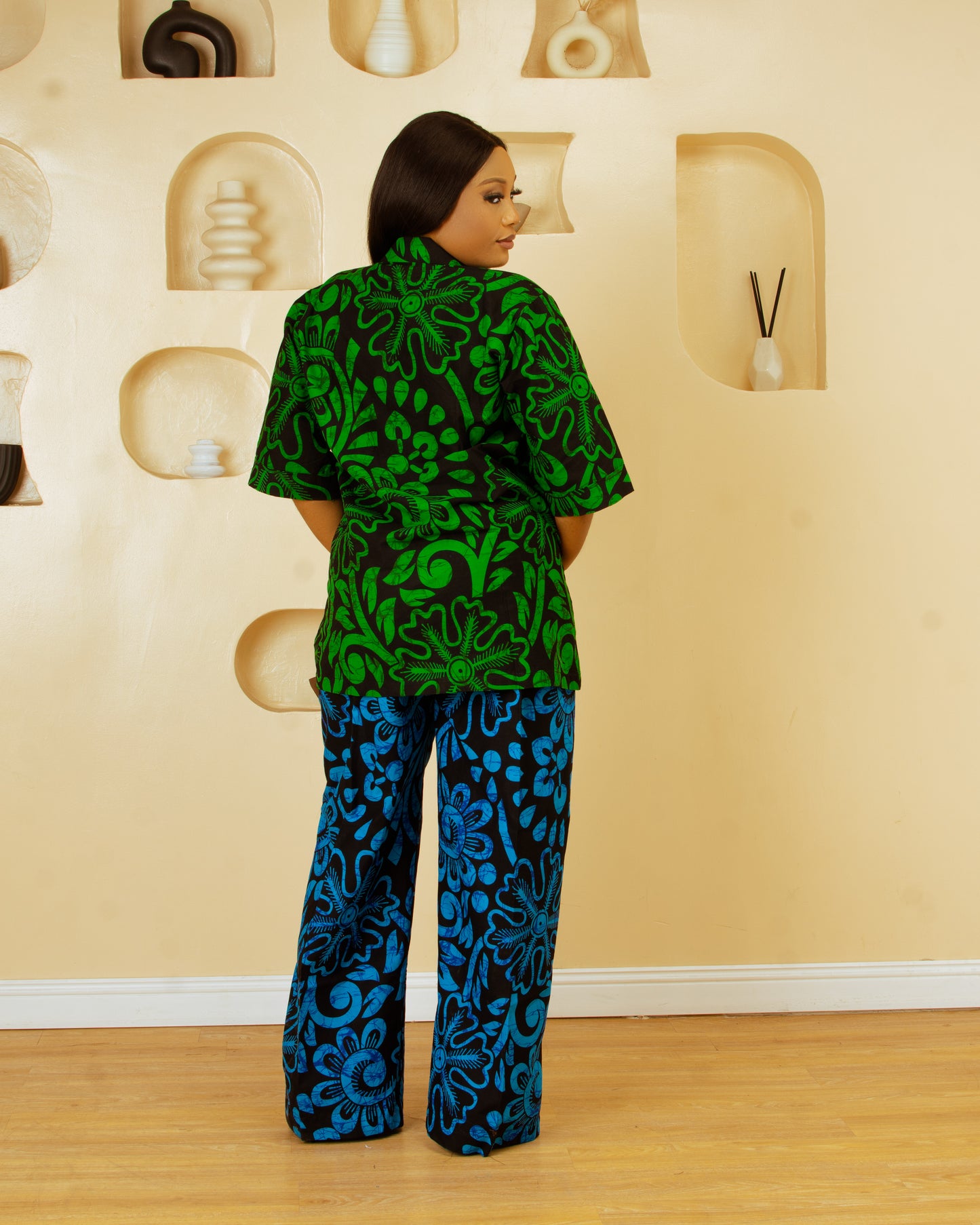 Ife Two piece in Green and Blue