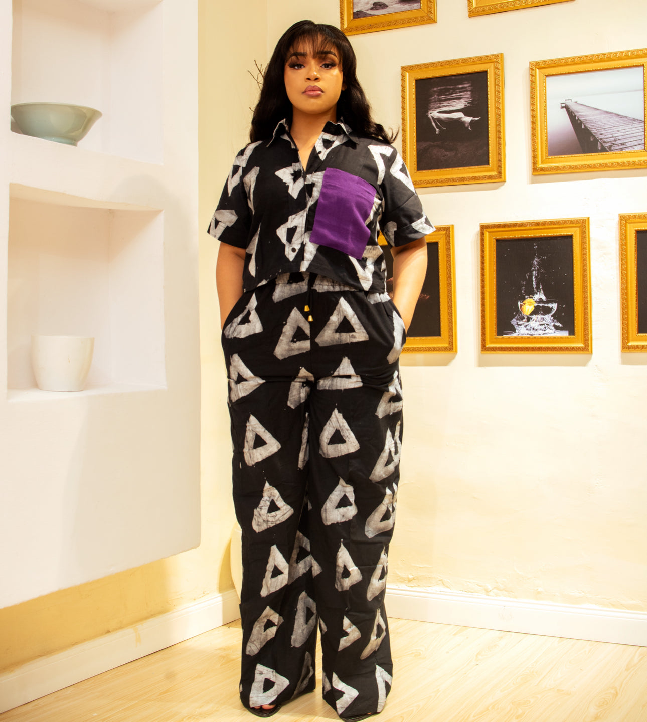 Ife Two piece pants set in black