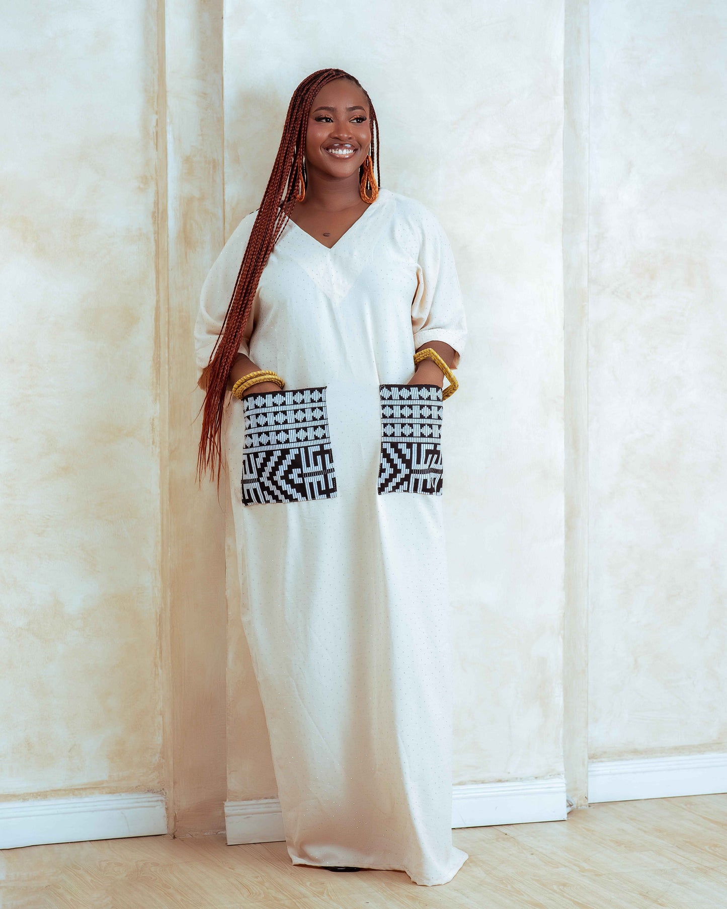 Ara Sequin Kaftan in Cream