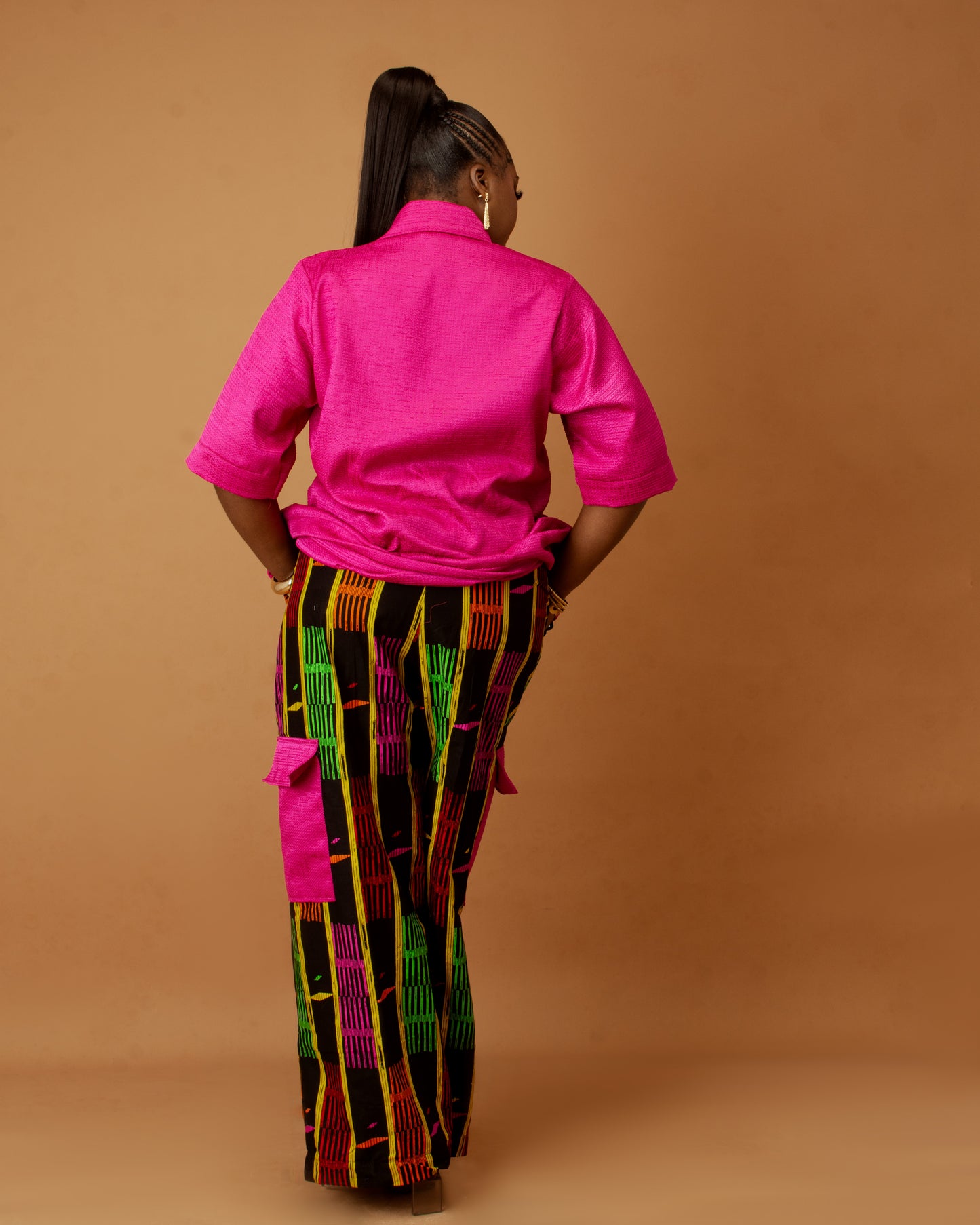 Kelly Two Piece Tweed and Ankara in Pink