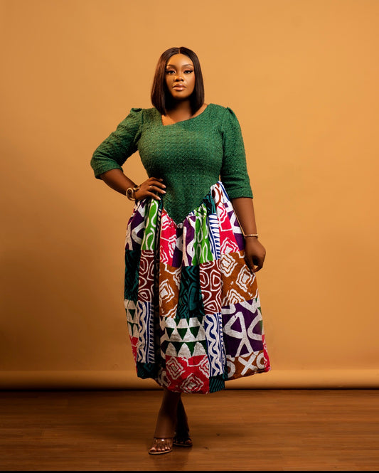 Kelly Tweed and Ankara Midi dress