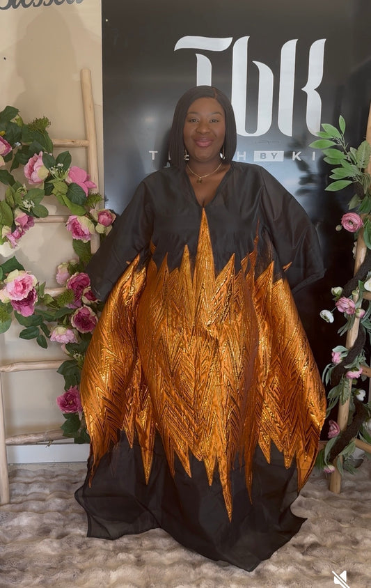 Kelly Kaftan in black and burnt Orange