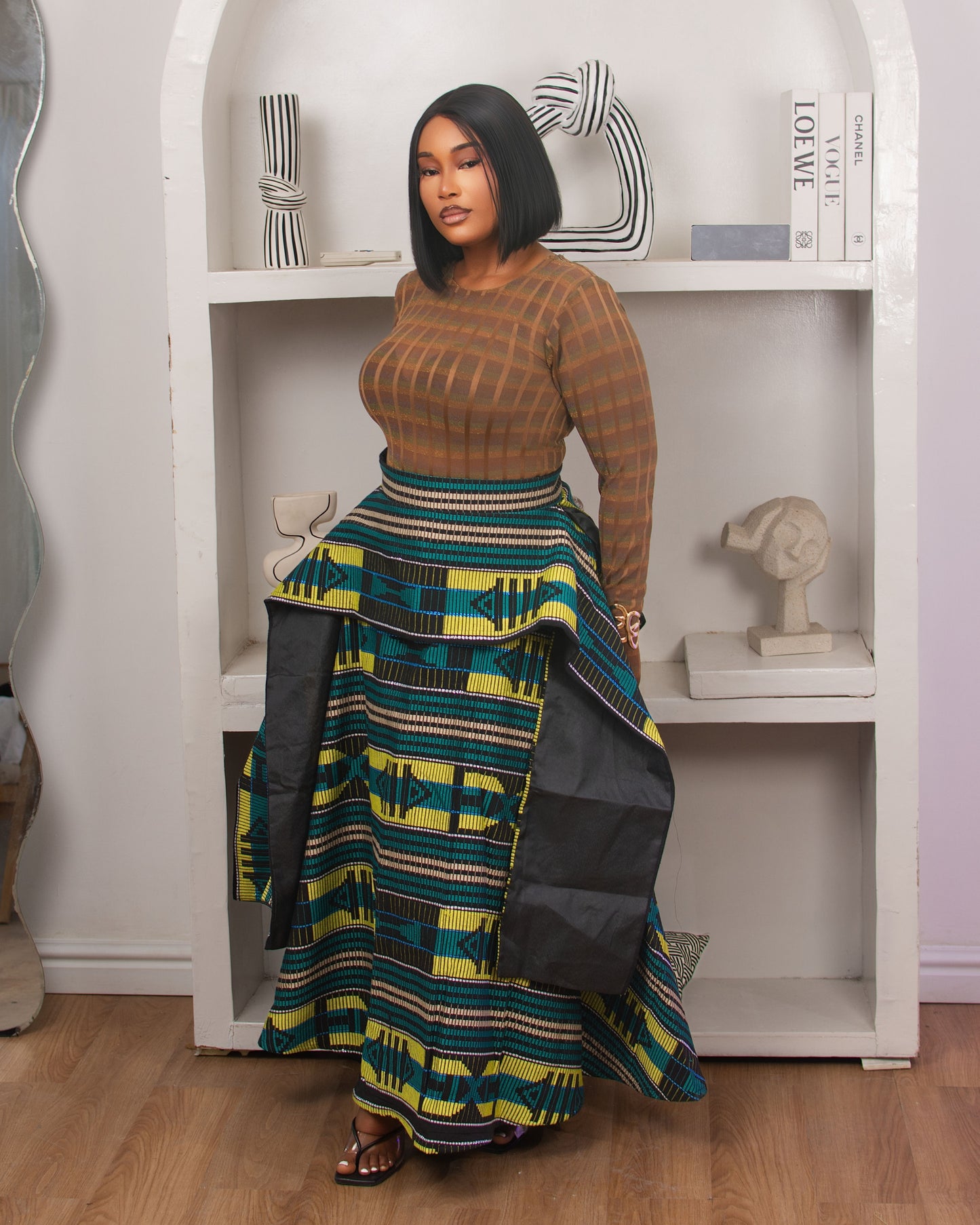 Asake In Green Skirt Only