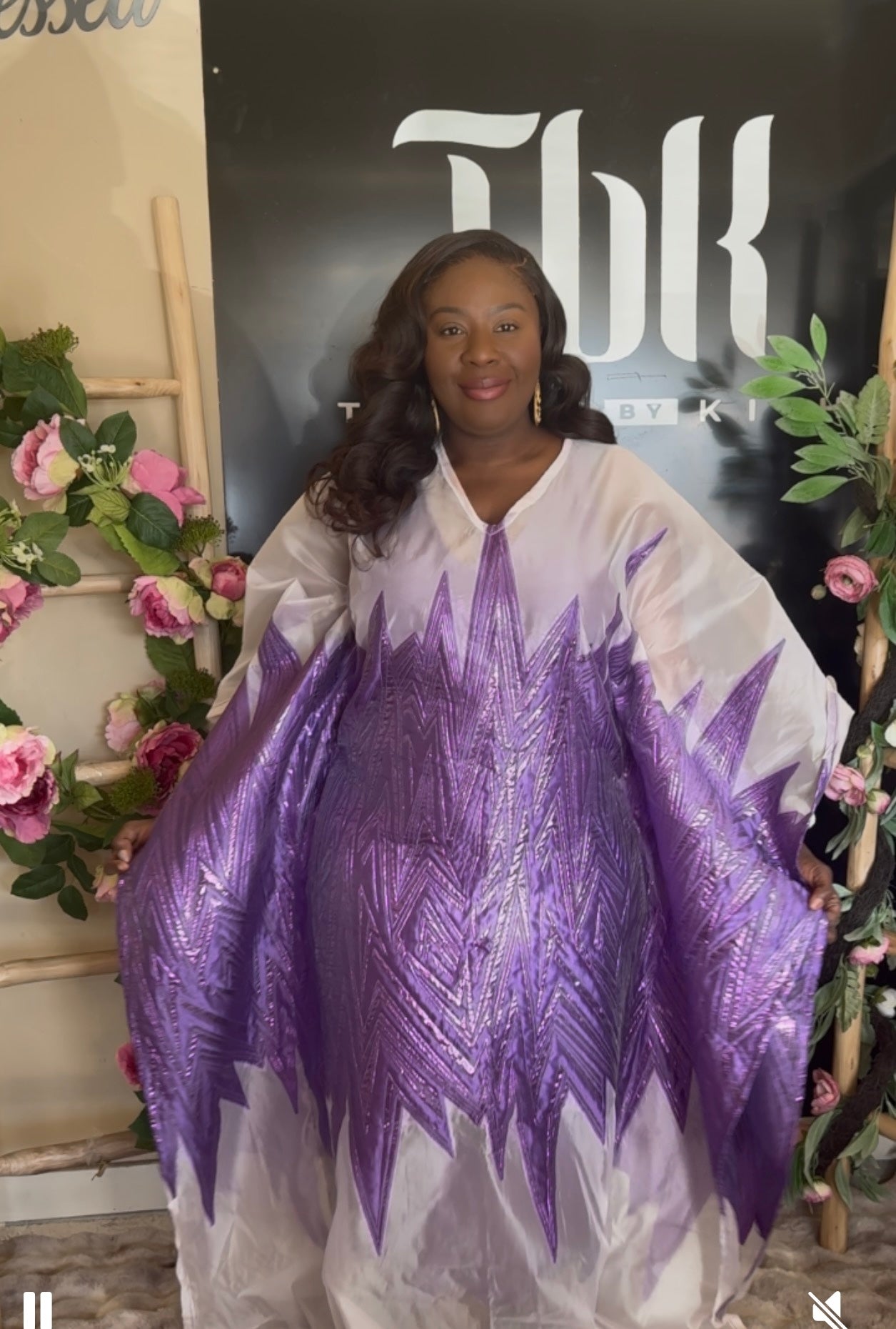 Kelly Kaftan in White and Purple