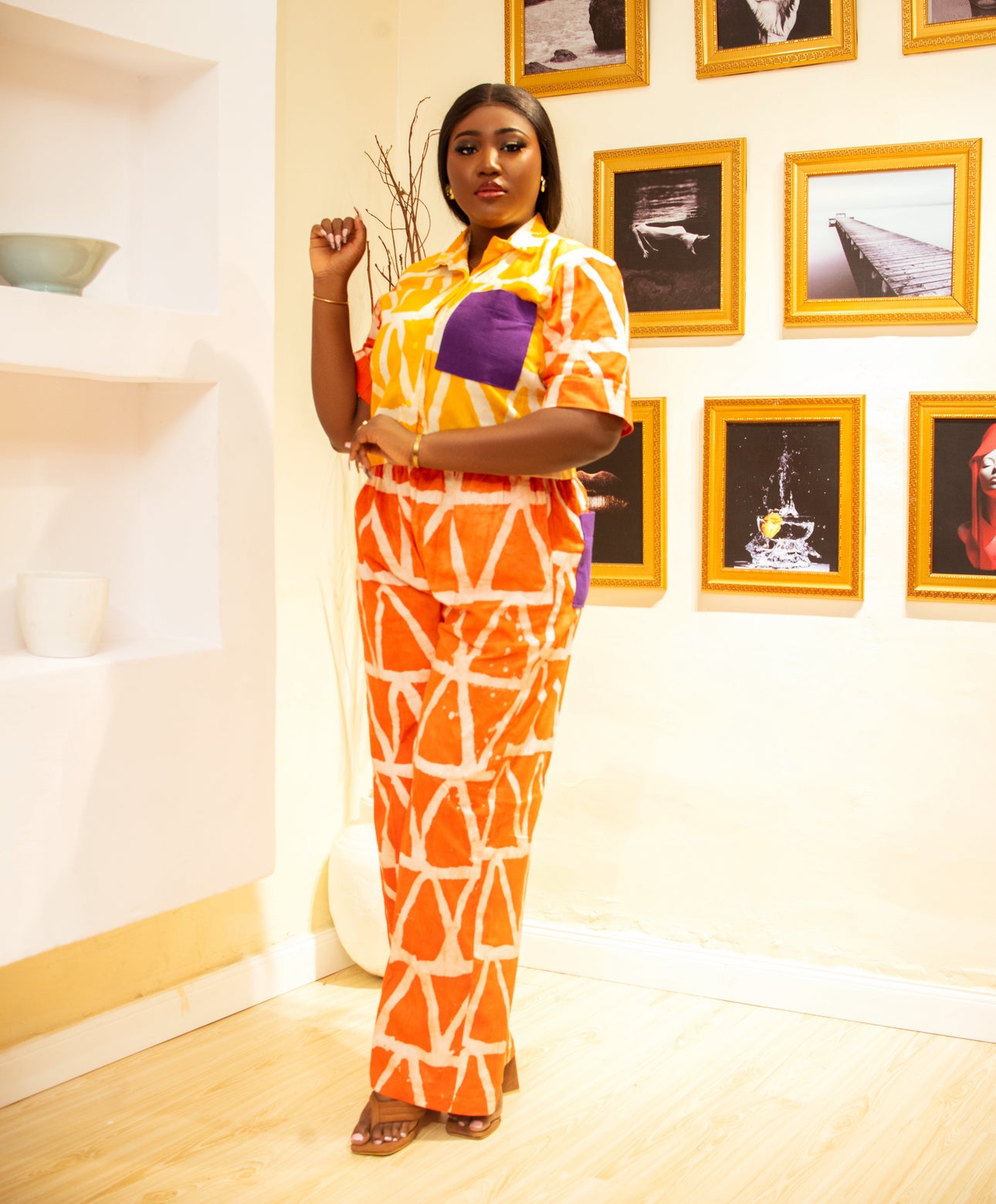 Ife two piece pants set in Orange