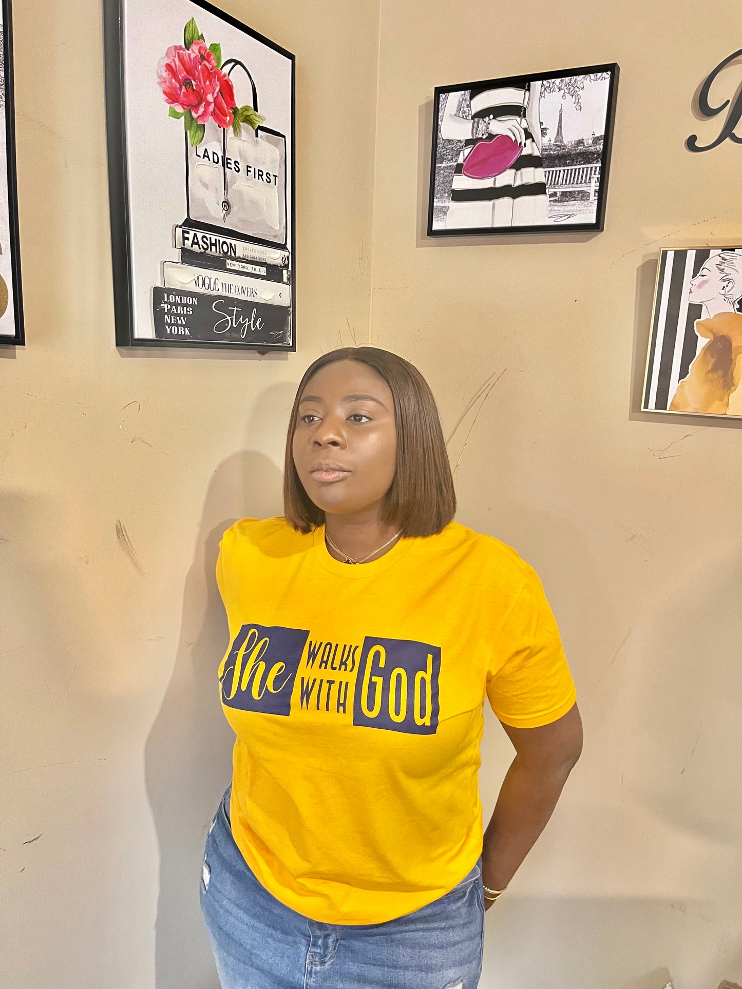 She Walks with God tees